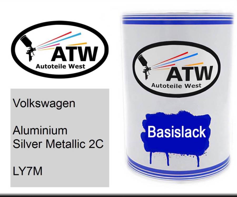 Volkswagen, Aluminium Silver Metallic 2C, LY7M: 500ml Lackdose, von ATW Autoteile West.